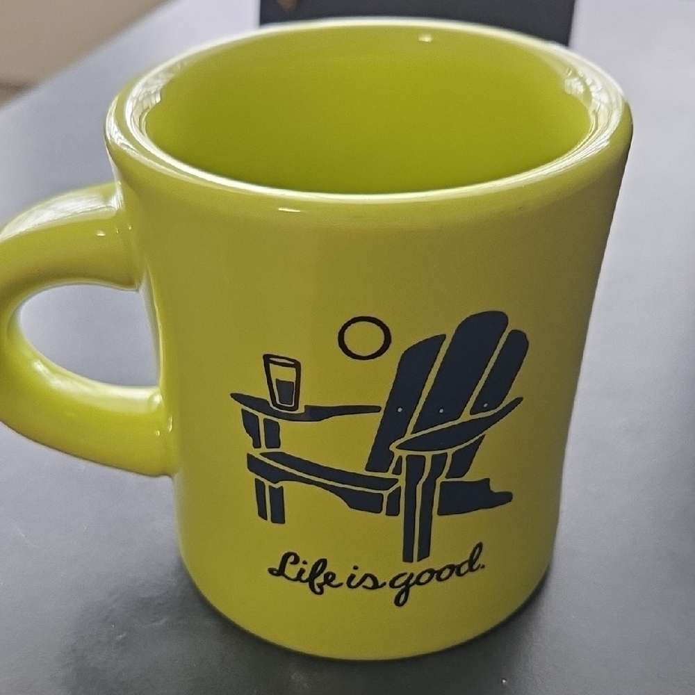 Life Is Good Bright Green Mug with Black Design